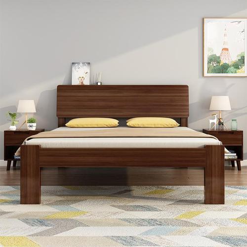 苏宁严选加厚简易全实木床现代简约一米五的床松木一米二工厂直销