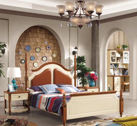 美式床 地中海家具 美式乡村床 双人实木床 660产品,图片仅供参考
