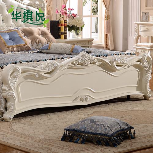 华棋悦家具 奢华欧式公主床法式橡木实木床高箱1.8米双人床特价